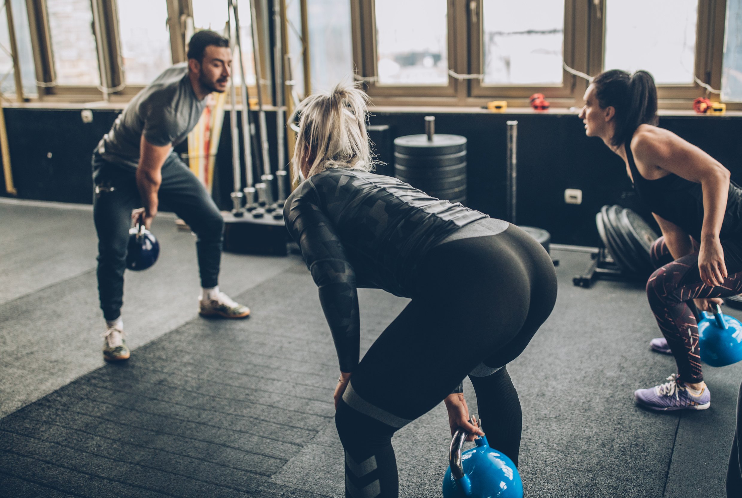 Girls practicing with fitness coach